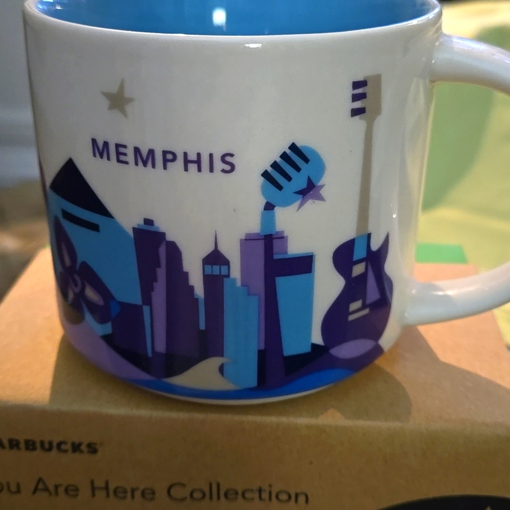 Starbucks You Are Here Colkection Memphis Blue and Purple Mug New In Box